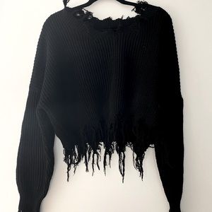 Black Distressed Sweater